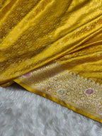 Yellow Meenakari Mashru Katan Silk Banarasi Saree