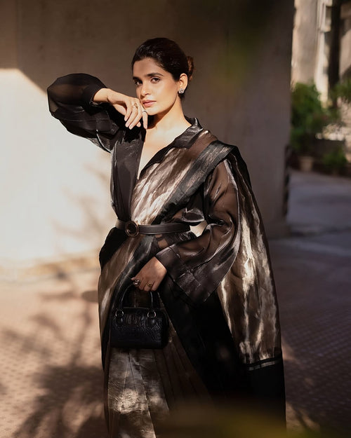 Black Pure Glass Tissue Silk Banarasi Saree