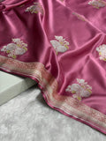Mauve Pink Meenakari Mashru Katan Silk Banarasi Saree