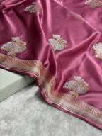 Mauve Pink Meenakari Mashru Katan Silk Banarasi Saree