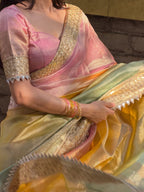 Premium 3D Multi Shade Tissue Saree with Soft Mirror Border