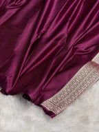 Magenta Mashru Katan Silk Banarasi Saree