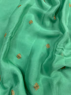 Pista Mint Green Pure khaddi Chiffon Silk Banarasi Saree