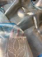 Sea Green Pure Tissue Silk Banarasi Saree