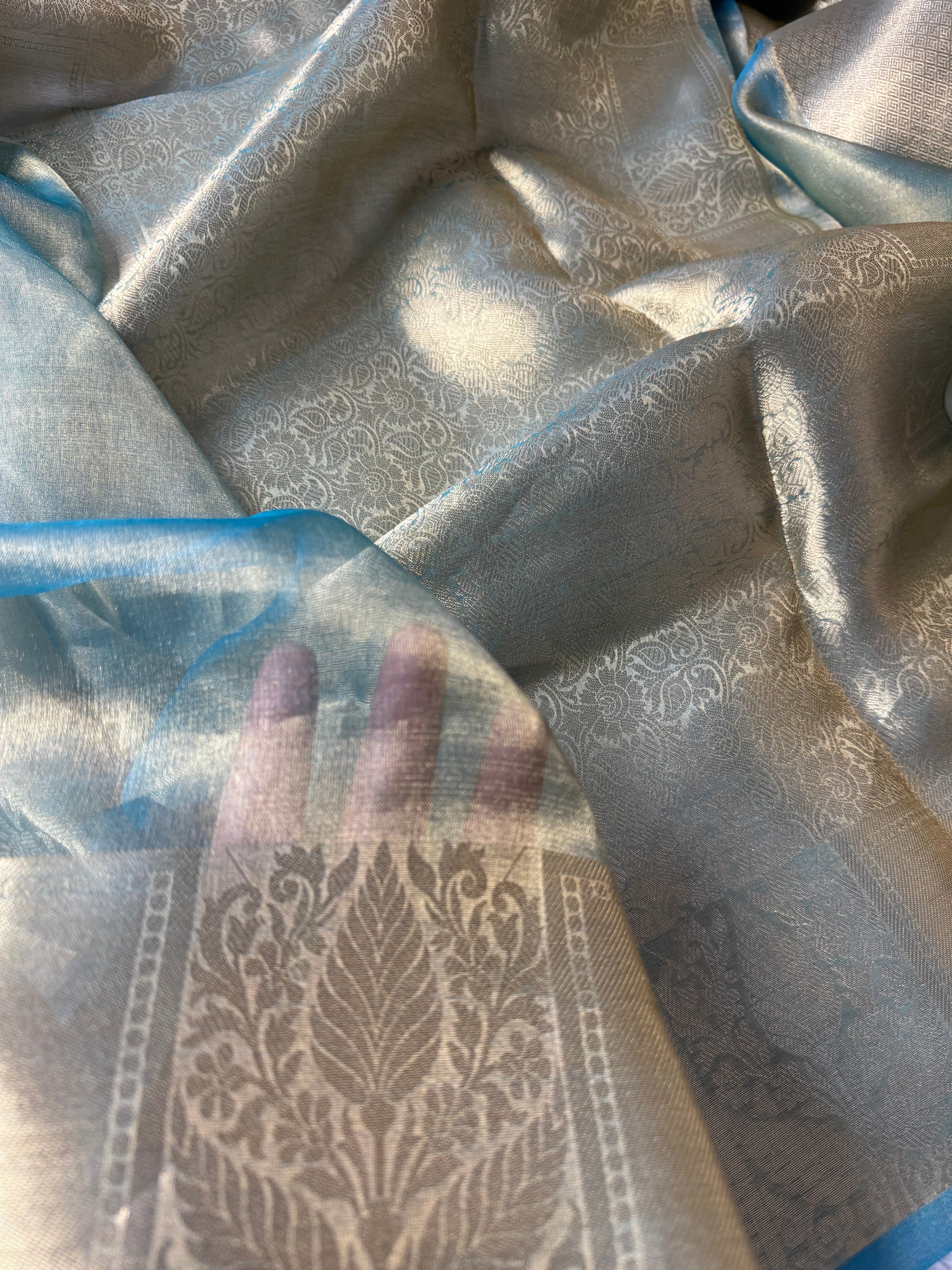 Sea Green Pure Tissue Silk Banarasi Saree