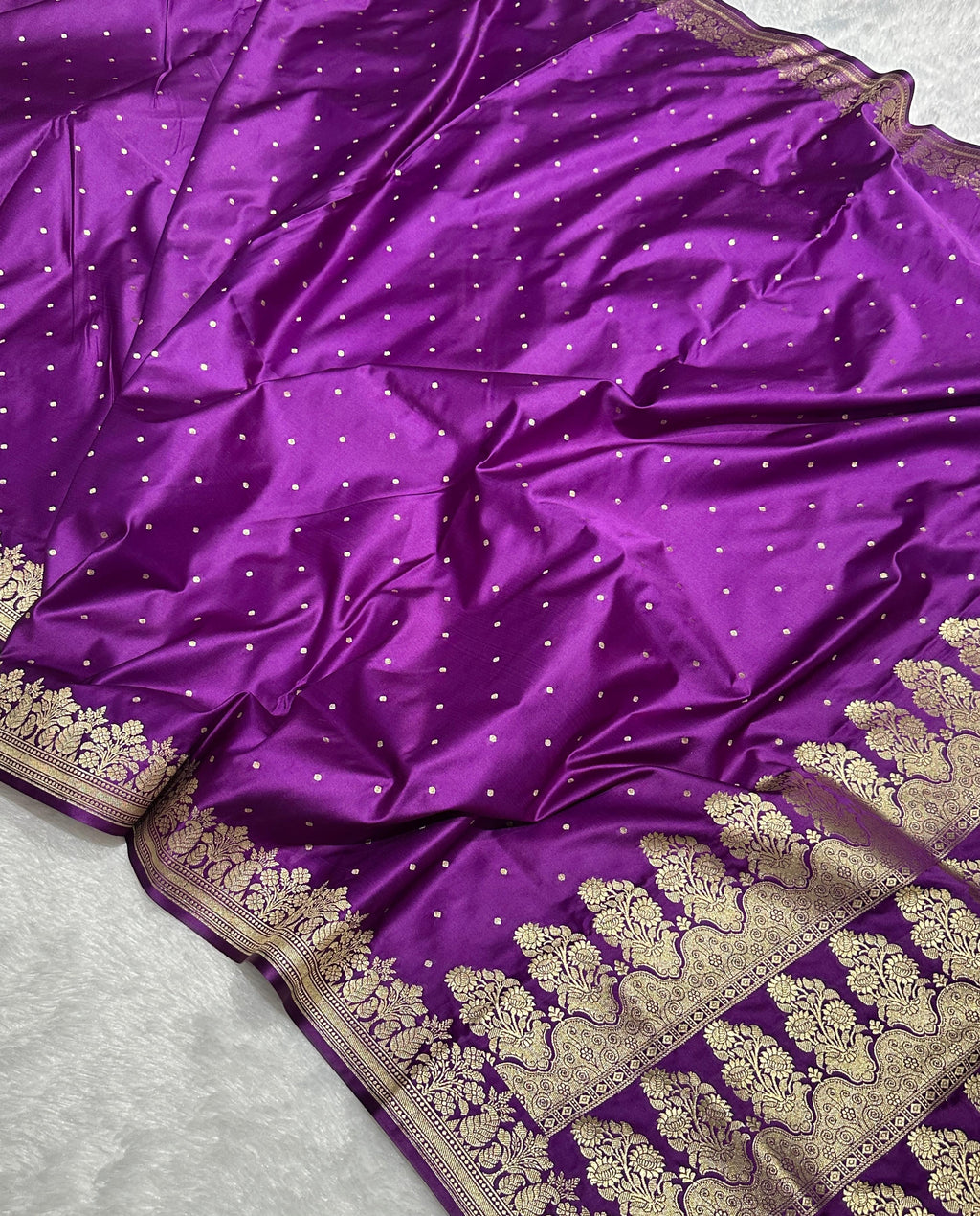 Dark Purple Mashru Katan Silk Banarasi Saree
