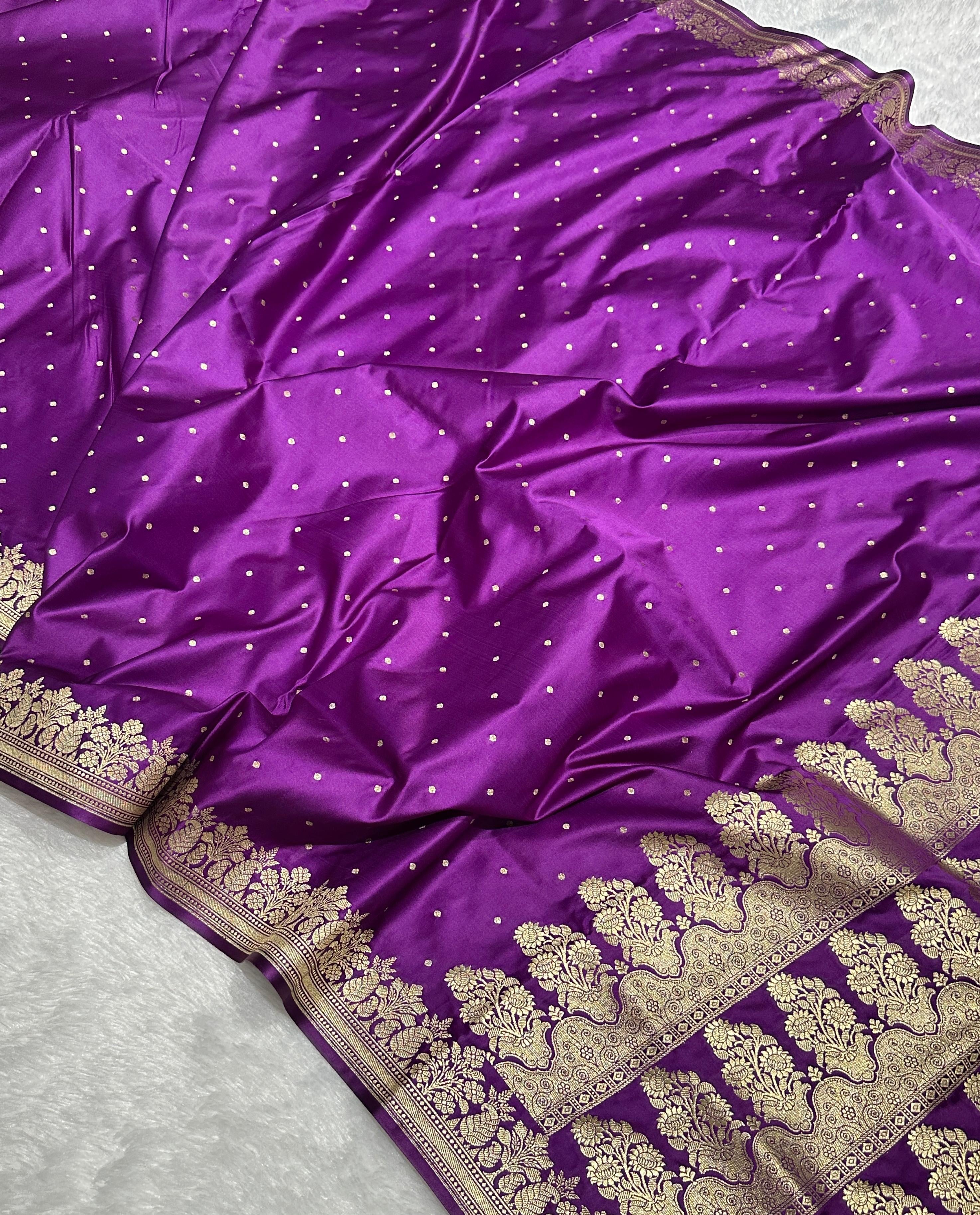 Dark Purple Mashru Katan Silk Banarasi Saree