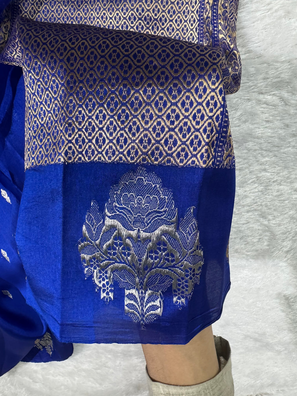 Royal Blue Sona & Roopa Pure Raw Mango Silk Banarasi Saree