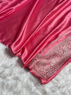 Rose Pink Meenakari Mashru Katan Silk Banarasi Saree