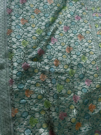 Bottle Green Handbrush Meenakari Pure Khaddi Georgette Silk Banarasi Saree
