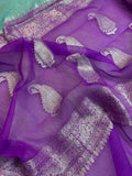Sky & lavenders Pure Khaddi Chiffon Silk Banarasi Saree
