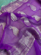 Sky & lavenders Pure Khaddi Chiffon Silk Banarasi Saree