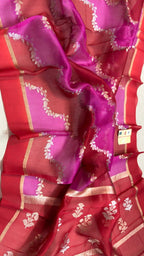 Rangkat Stripe Sona & Roopa Pure Kora Organza Silk Banarasi Saree