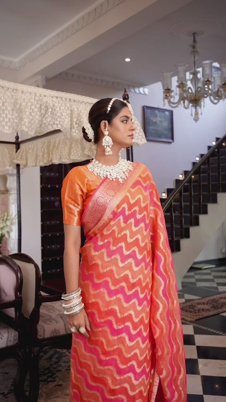 Rangkat Pure Chiffon Silk Banarasi Saree