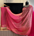 Rani Pink Pure Khaddi Georgette Silk Banarasi Booti Saree
