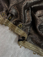 Black Tissue Silk Banarasi Saree With Ghungroo & Mirror Work Designer Border Lace Saree