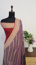 Red & Magenta Contrast Pure Khaddi Georgette Banarasi Border Saree