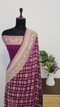 Magenta Pure Khaddi Georgette Skirt Border Jaal Saree