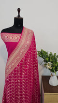 Rani Pure Khaddi Georgette Skirt Border Jaal Saree