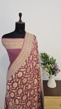 Gajri Pure Khaddi Georgette Banarasi Border Jaal Saree