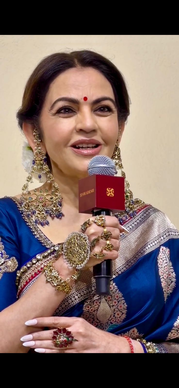 Royal Blue Pure katan Zari Border Aanchal Mina Boota Saree