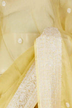 Yellow Pure khaddi Chiffon Silk Banarasi Border Booti Saree