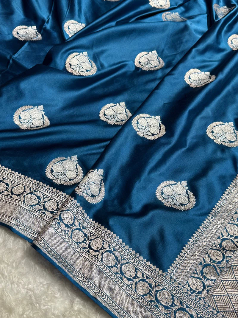 Rama Color Mashru Silk Banarasi Saree